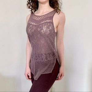 American Eagle Bohemian Lilac Purple Lace Long Tank Whimsigoth Fairy Festival XS